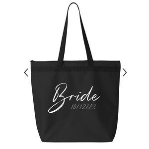 Large Canvas Tote Bag - Customize what you want; Bride, Wife, Mrs., Kids name